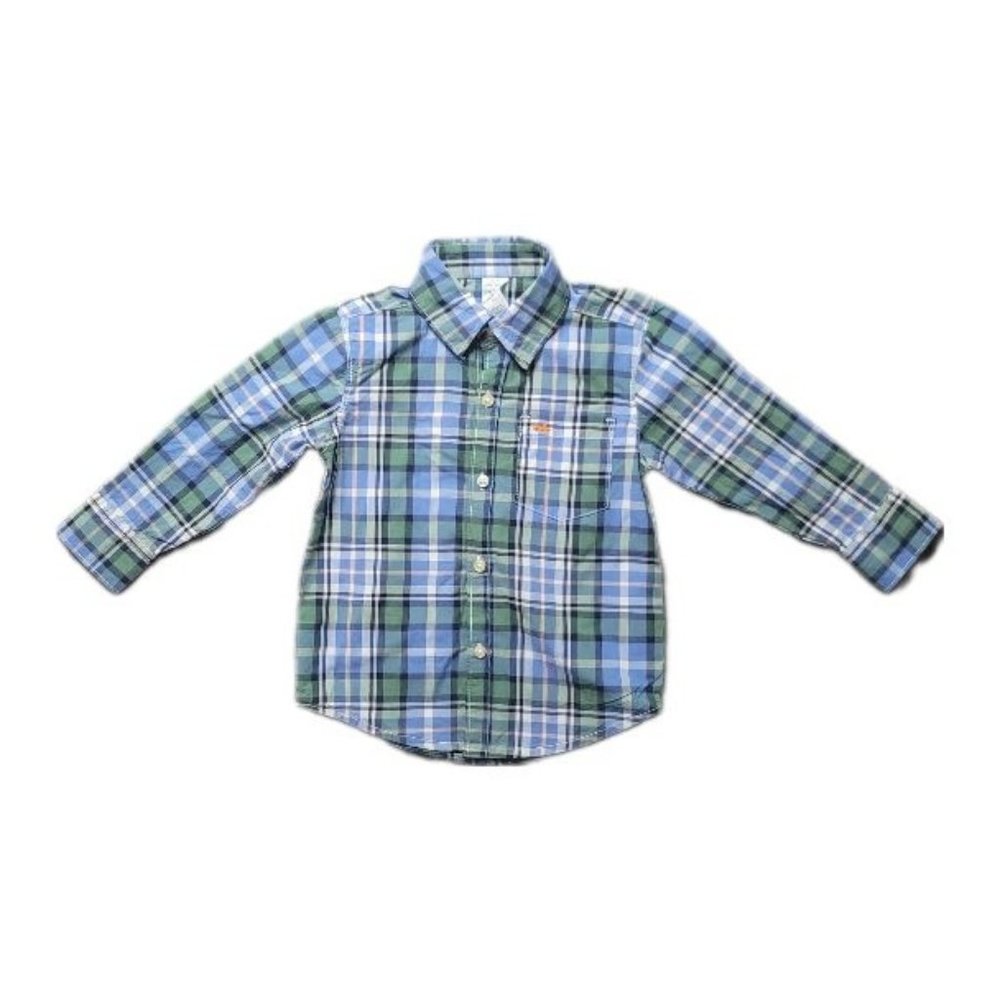 Carters Button Down Shirt 2T Blue, Green, White